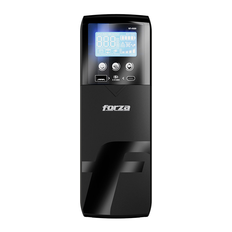 Smart UPS 1500VA/900W Slim Tower, 10 outlets, pantalla LCD, Charging USB, Software-120V Marca FORZA