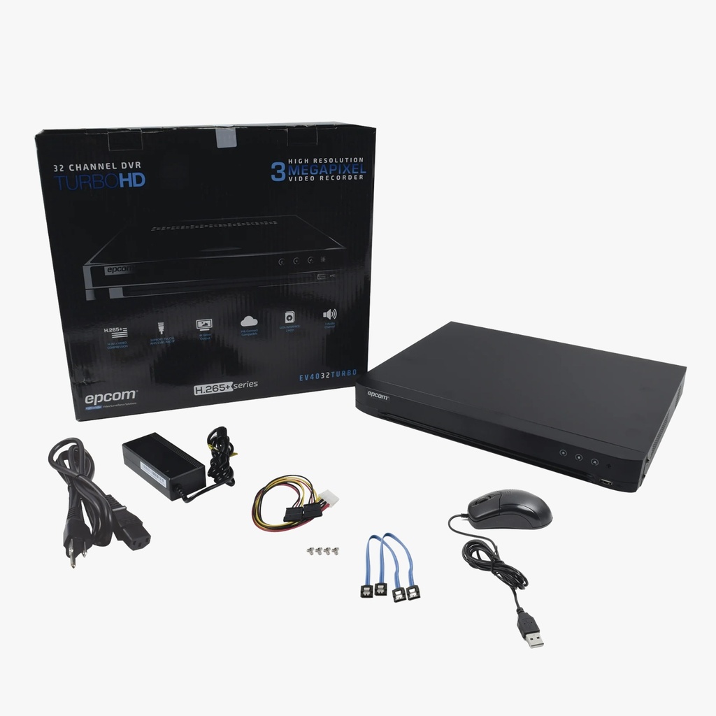 DVR 32 Canales 4K TURBOHD + 8 Canales IP / 2 Bahías de Disco Duro / 1 Canal de Audio