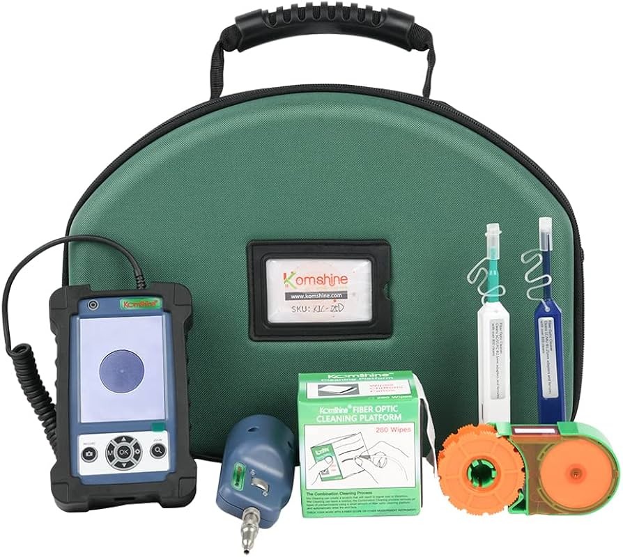 Microscopio de inspección de fibra óptica de aumento 400X Komshine KIP-600V con monitor de pantalla de 3.5 pulgadas FTTH + adaptador hembra SCA+conector macho universal de 0.098 in para SC,