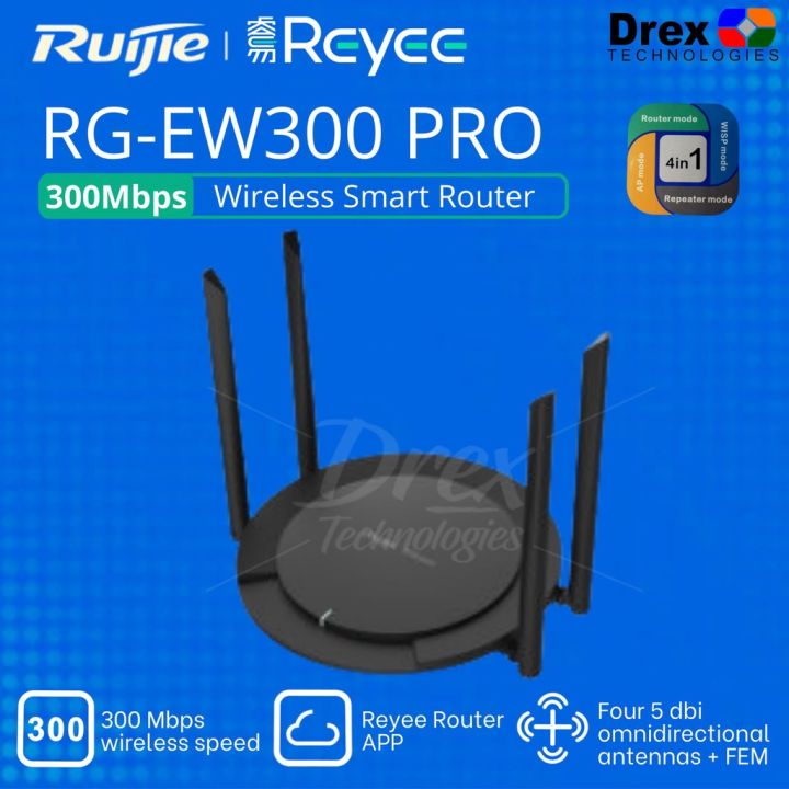Router Ruijie inalambrico 4 antenas 2.4/5Ghz 300Mbps Omnidireccionales de 5db