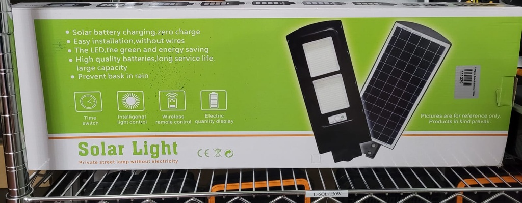 Lampara solar / Exterior de 120W con sensor y control
