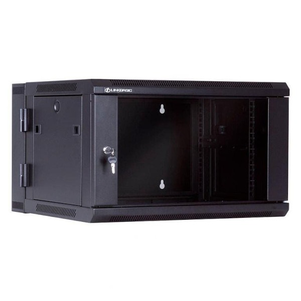 Gabinete abatible de 6U de 550mm puerta de vidrio con 2 ventiladora 
