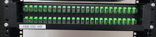 [ODF/FO 48P] Odf/ organizador de fibra optica 48 hilos para rack con uniones sc/apc completo