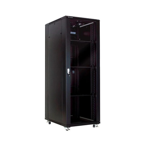 [NCF42-610KLAC] Gabinete de piso/42U de 1000mm-con 4 ventiladora, Pdu,1 bandeja puertas metalicas ranuradas.